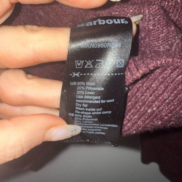 Barbour Wool Blend Cable Knit Sweater - Wine L - Picture 6 of 6